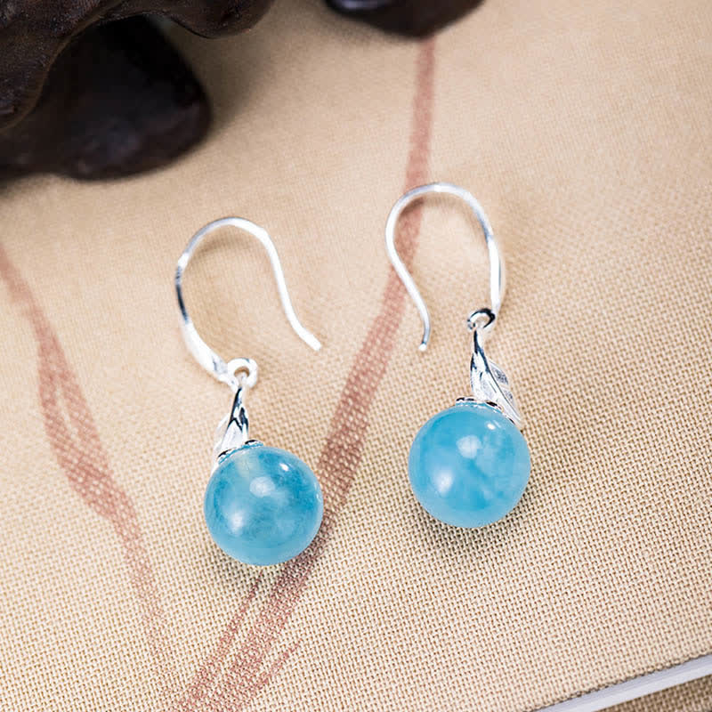 Collar con pendientes de plata de ley 925 con Buddha Stones , aguamarina natural, hoja, flor, paz - image 2