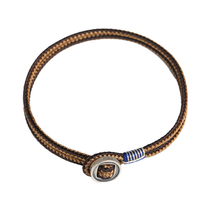 Pulsera de hilo de tejido de protección de botón hecha a mano de plata de ley 925 con Buddha Stones