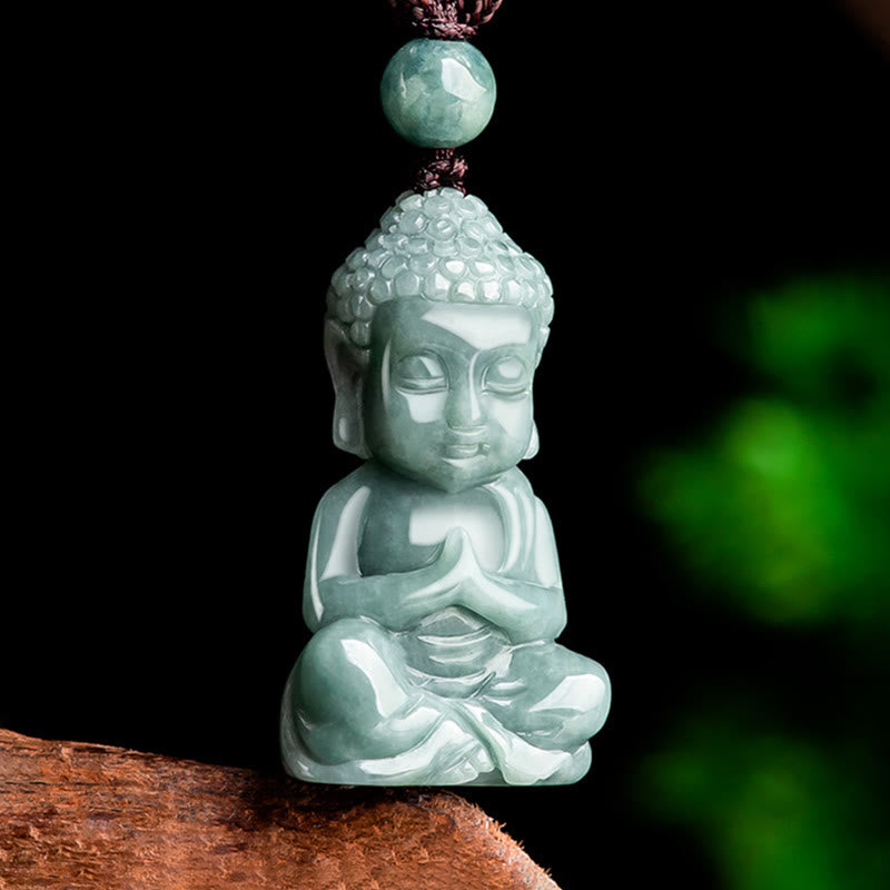 Buddha Stones Natural Jade Meditación Buda Amuleto Serenidad Collar Colgante - image 2