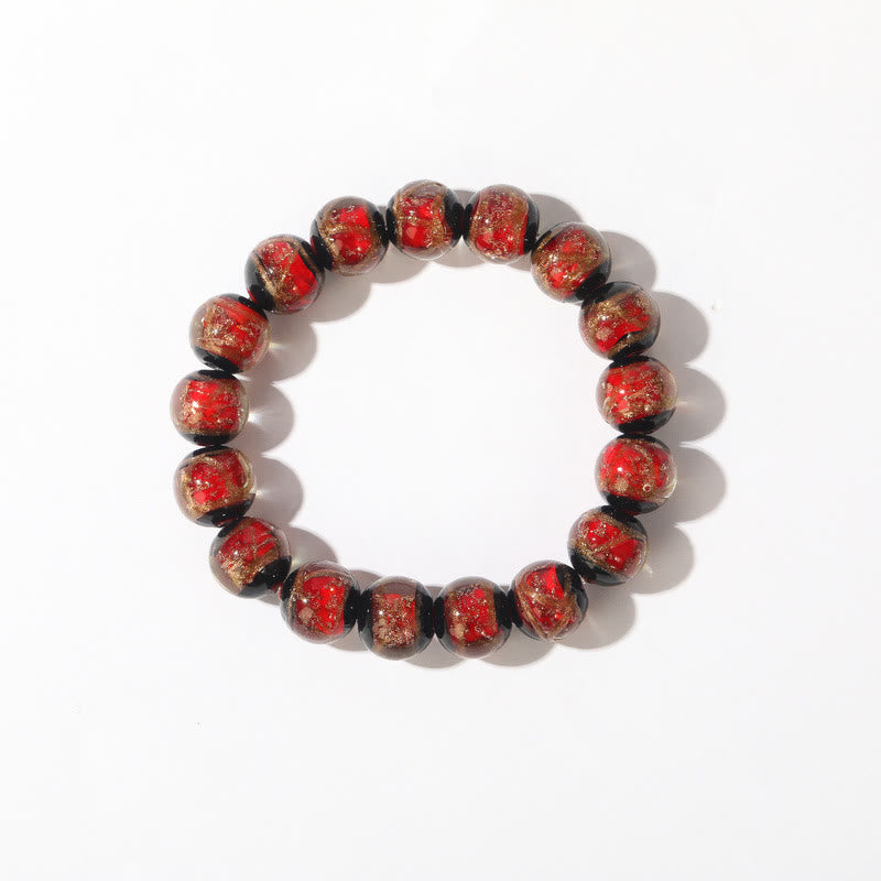 Pulsera de la riqueza de la suerte con cuentas de cristal Liuli clásicas tibetanas de Buddha Stones