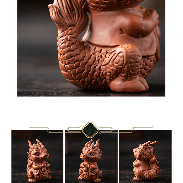 Buddha Stones, dragón de la suerte, riqueza, té, mascota, figura decorativa de arcilla púrpura, decoración