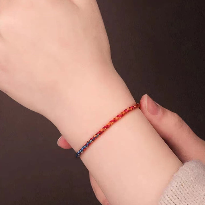 Pulsera para niño y adulto con Buddha Stones, hecha a mano, con cuerda colorida y suerte