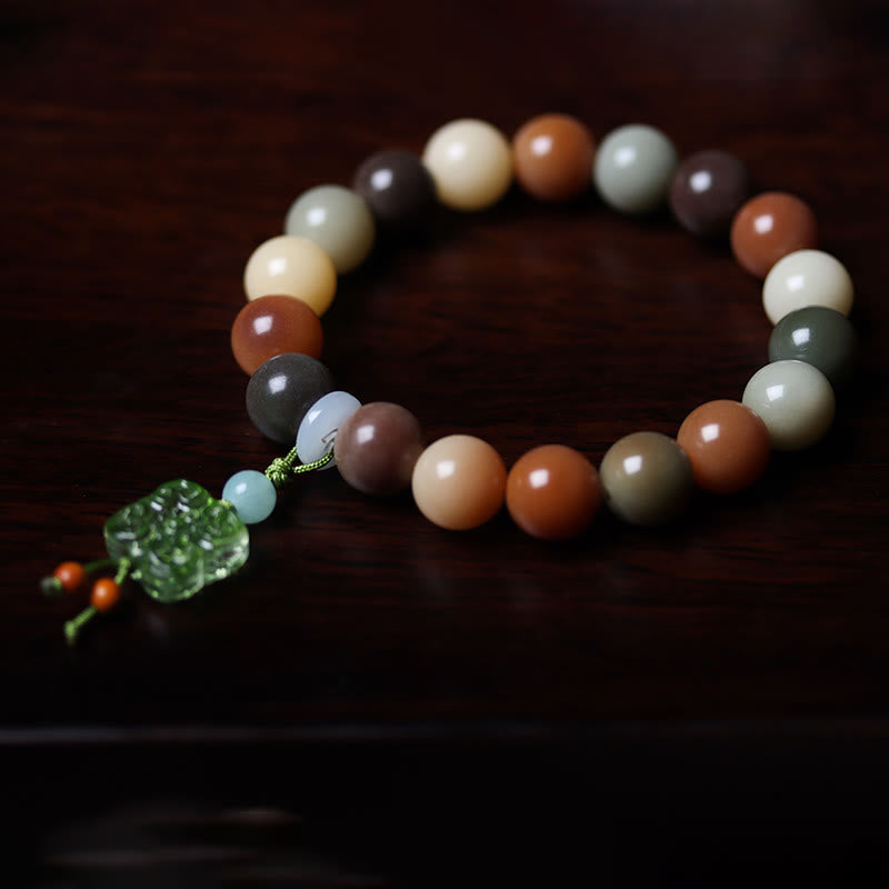 Pulsera de la paz con dije de cristal Liuli, semilla de Bodhi, gradiente multicolor Natural, Buddha Stones