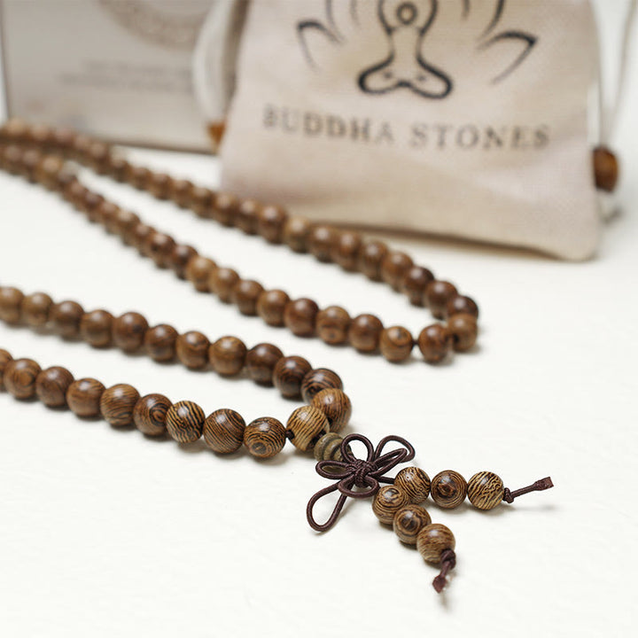 Pulsera de cuentas de Mala con Buddha Stones , 108, oración, meditación, sándalo, elástica - image 18