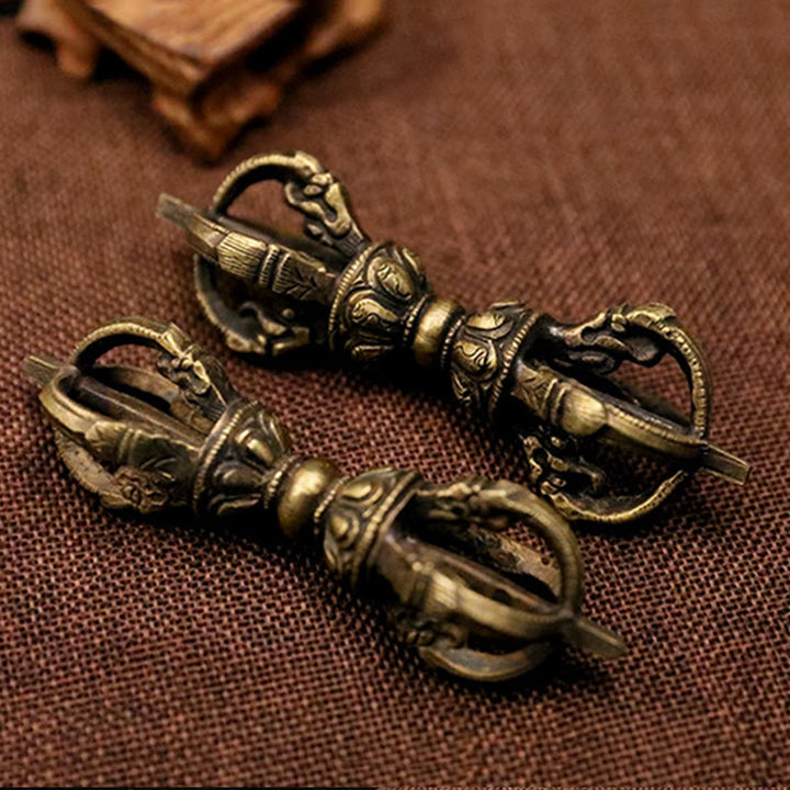 Buddha Stones hechas a mano Nepal cinco puntas tres puntas Vajra Dorje fuerza decoración de cobre
