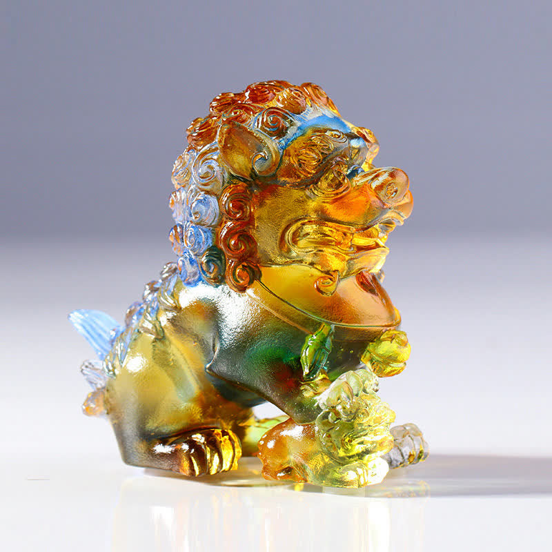 Pieza de arte de León de cristal Liuli hecha a mano, decoración para el hogar y la Oficina