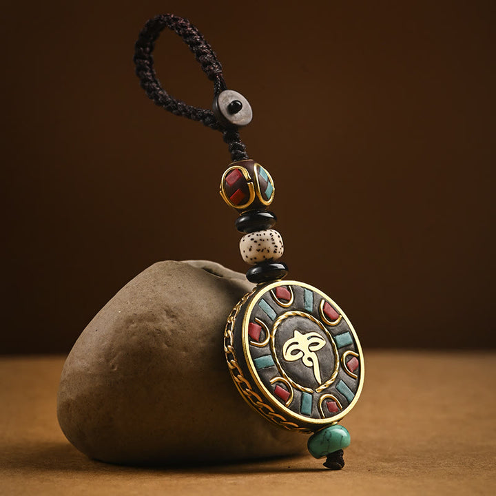 Llavero de paz con Buddha Stones tibetanas Om Mani Padme Hum Bodhi Seed