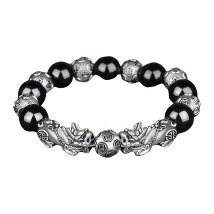 Pulsera de obsidiana PiXiu FengShui tibetano con Buddha Stones