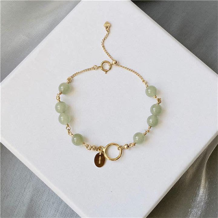 Pulsera con cuentas de suerte llena de oro de 14 quilates con jade hetiano natural único de Buddha Stones