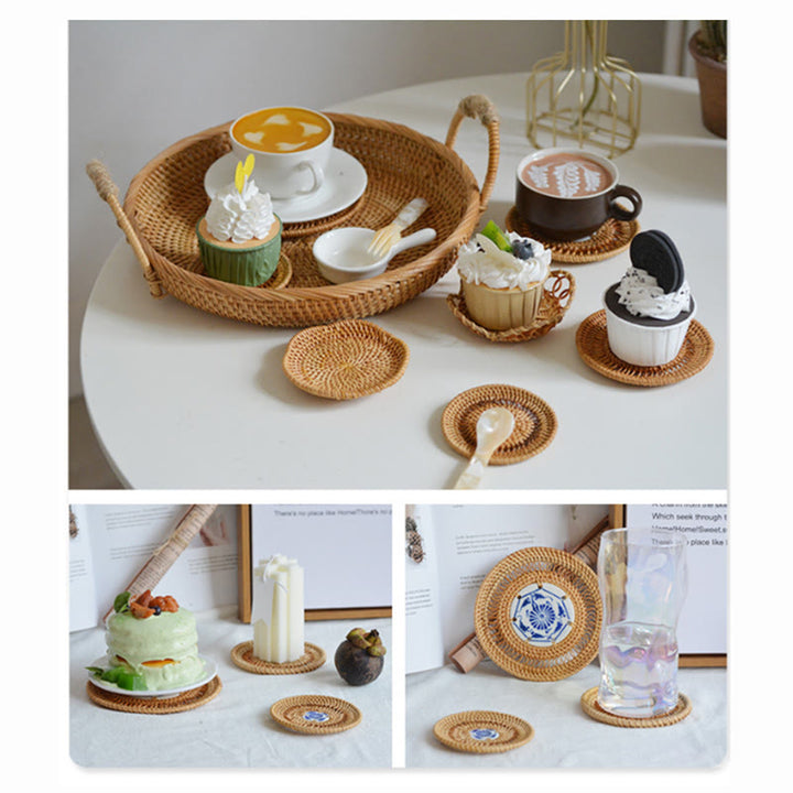 Posavasos de cerámica con estampado de flores, tapete para taza de té