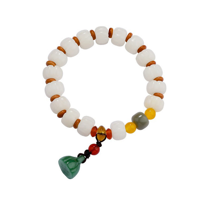 Semilla de Bodhi Natural, ágata roja, Bodhi, armonía tranquila, pulsera de loto con cuentas de calabaza grabadas