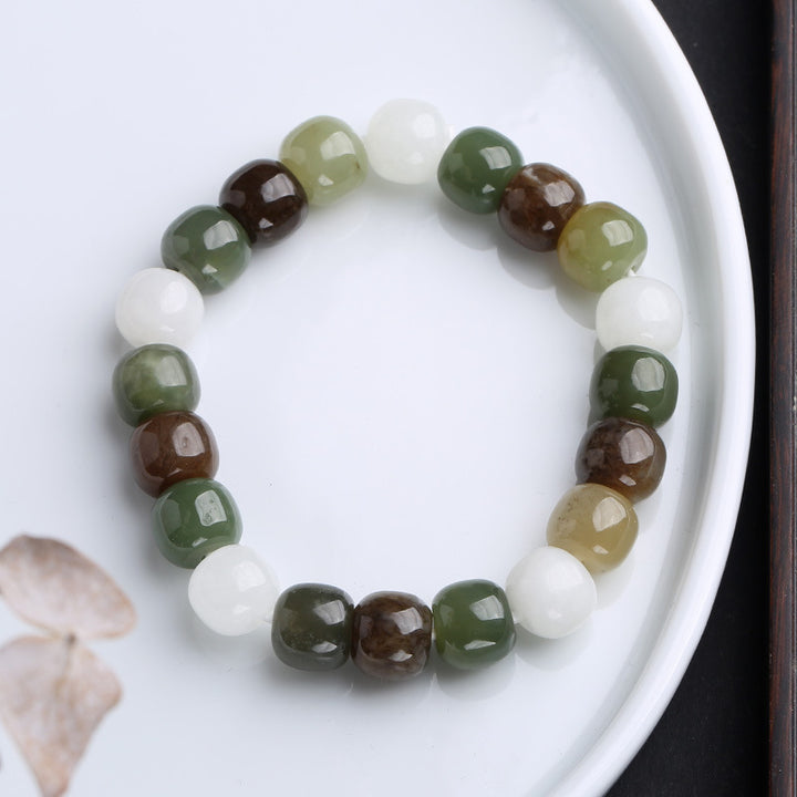 Pulsera de bendición de la suerte de jade degradado con Buddha Stones