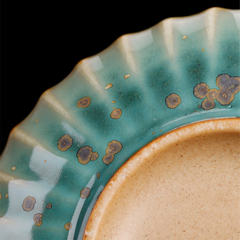 Taza de té y platillo con tapa, cerámica Gaiwan Sancai, cambio de horno de esmalte Retro, Buddha Stones , Kung Fu