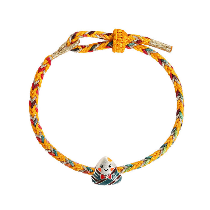 Pulsera de plata de ley 925 con Buddha Stones, dragón, barco, Festival, patrón Zongzi, suerte, hecha a mano, cuerda multicolor, niño y adulto