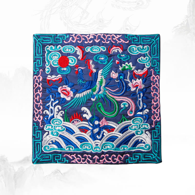 Alfombrilla para taza bordada con Buddha Stones , dragón Fénix, Kirin, posavasos para taza de té, tapete para té Kung Fu
