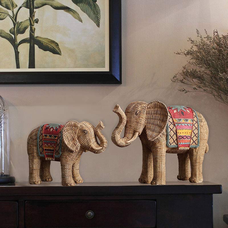Elefante Resina Sabiduría Riqueza Decoración Del Hogar