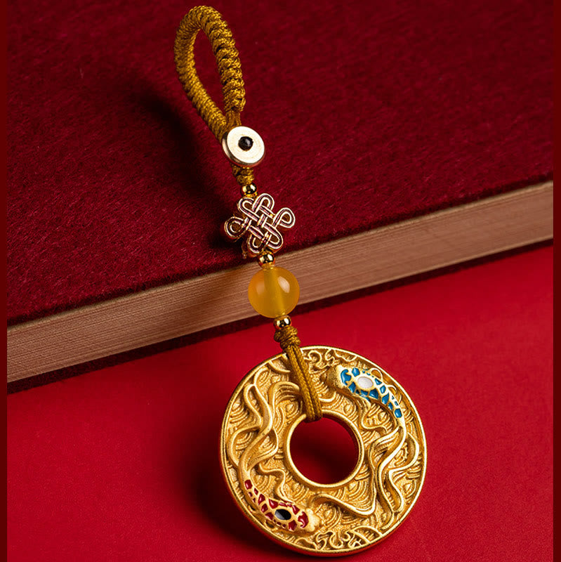 Llavero con hebilla de paz y suerte, doble pez Koi, Buddha Stones