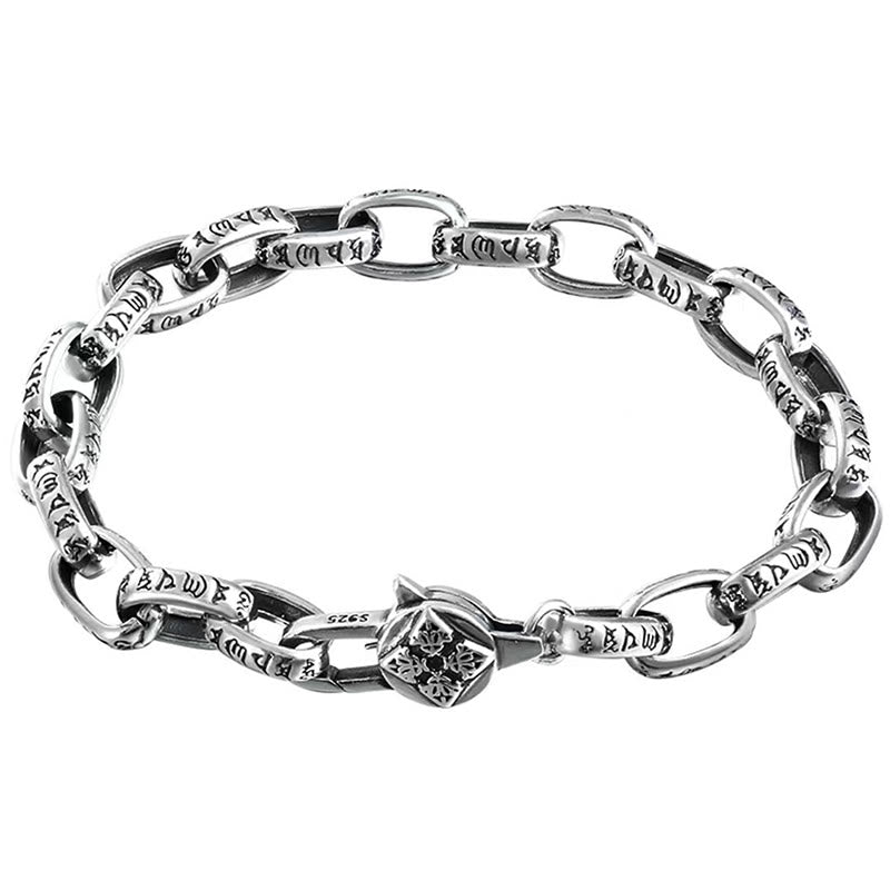 Pulsera de sabiduría grabada en cobre con Buddha Stones Om Mani Padme Hum doble Dorje