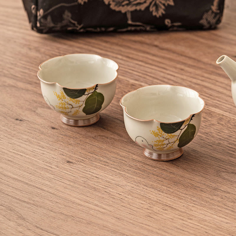 Buddha Stones pintadas a mano, taza de té de cerámica con conejo Osmanthus pequeño, taza de té de Kung Fu, 40ml