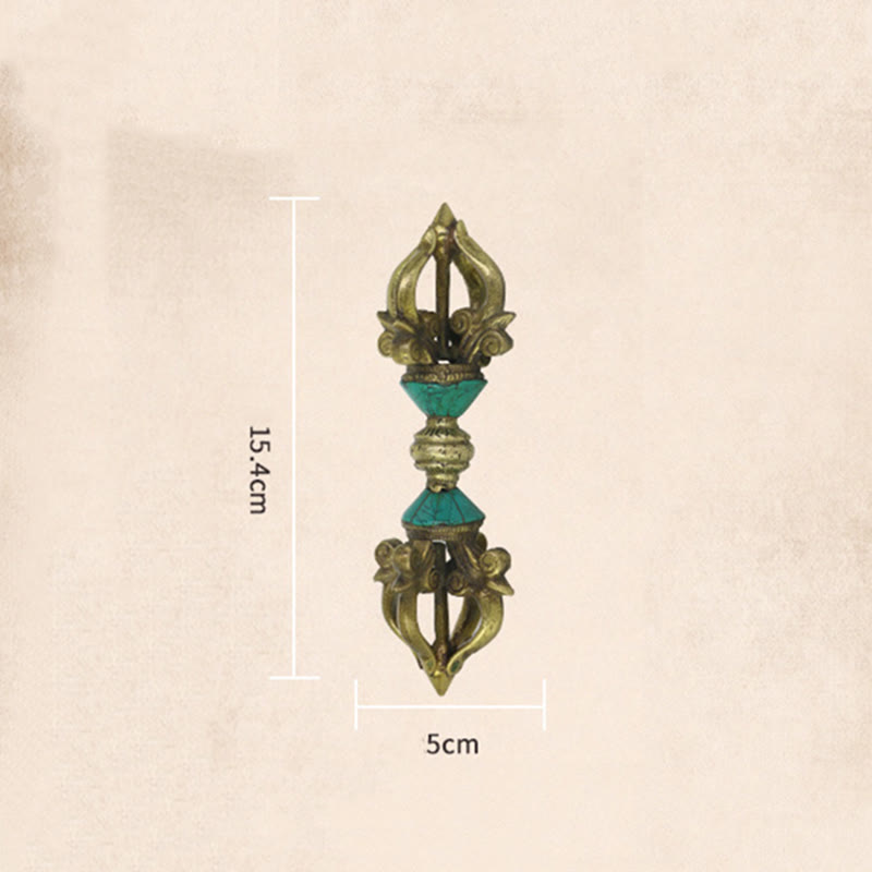 Buddha Stones tibetanas de cinco puntas Vajra Dorje hechas a mano, decoración de cobre de poder espiritual de Nepal - image 8