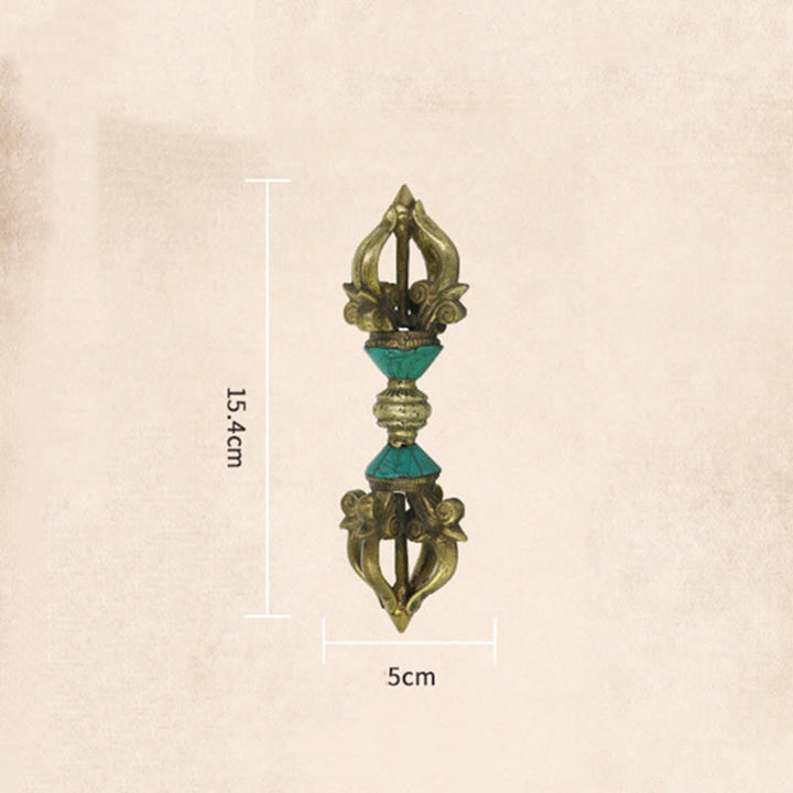 Buddha Stones tibetanas de cinco puntas Vajra Dorje hechas a mano, decoración de cobre de poder espiritual de Nepal - image 8