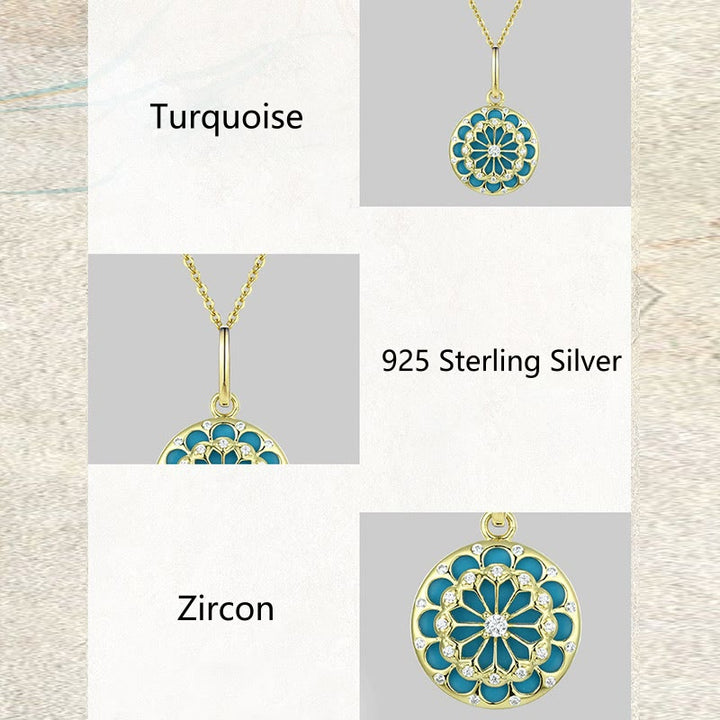 Colgante de plata de ley 925 con Buddha Stones , redondo, turquesa, circonita, protección, fuerza