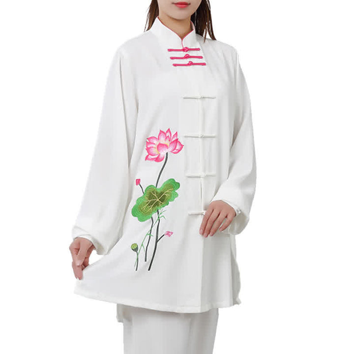 Conjunto de ropa para mujer con diseño de hojas y flores de loto y piedras de Buddha Stones para meditación, tai chi, oración y práctica espiritual zen - image 20