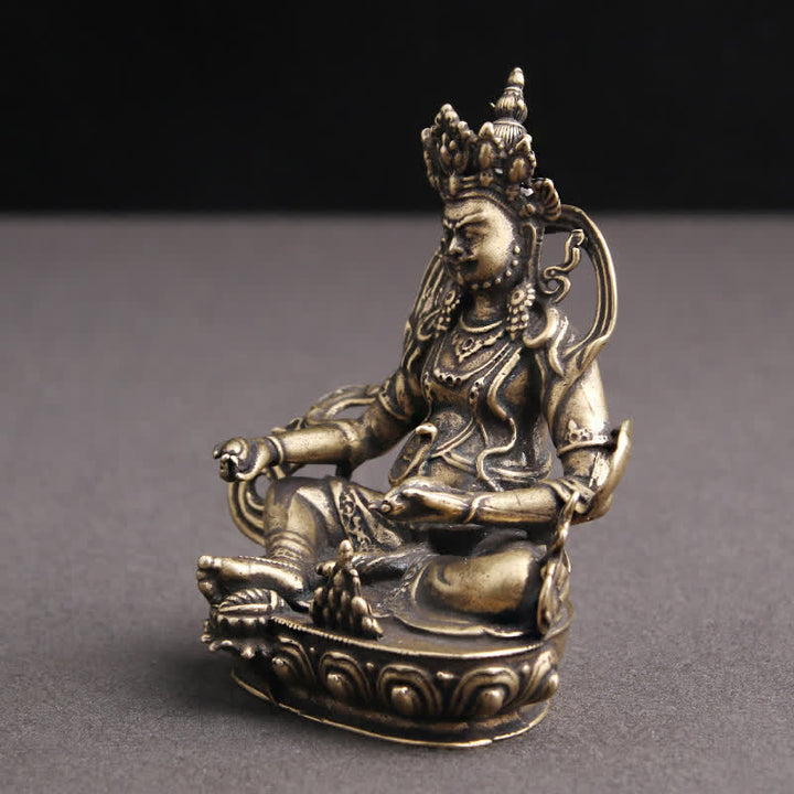 Estatuilla amarilla de Jambhala Bodhisattva, estatua de cobre de serenidad, decoración