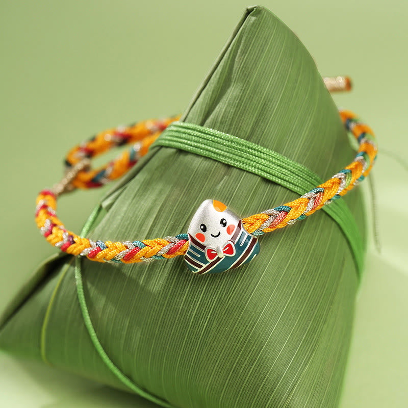 Pulsera de plata de ley 925 con Buddha Stones, dragón, barco, Festival, patrón Zongzi, suerte, hecha a mano, cuerda multicolor, niño y adulto