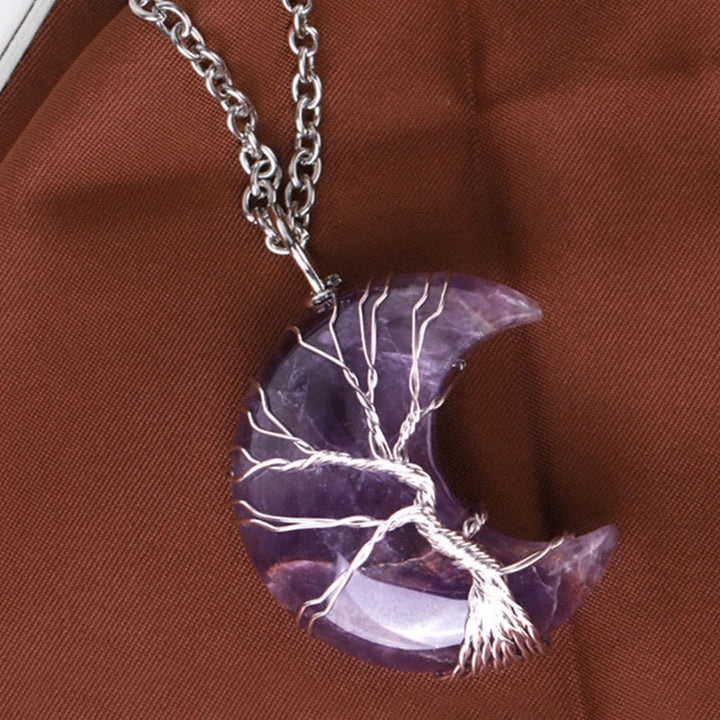 Colgante de collar de energía curativa con Buddha Stones, cristal de cuarzo Natural, Luna, árbol de la vida - image 2