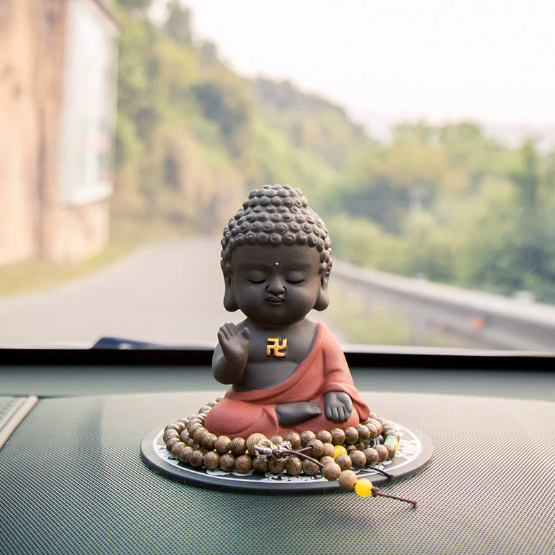 Buddha Stones Pequeño Buda Serenidad Arcilla Púrpura Decoración de Escritorio para el Hogar