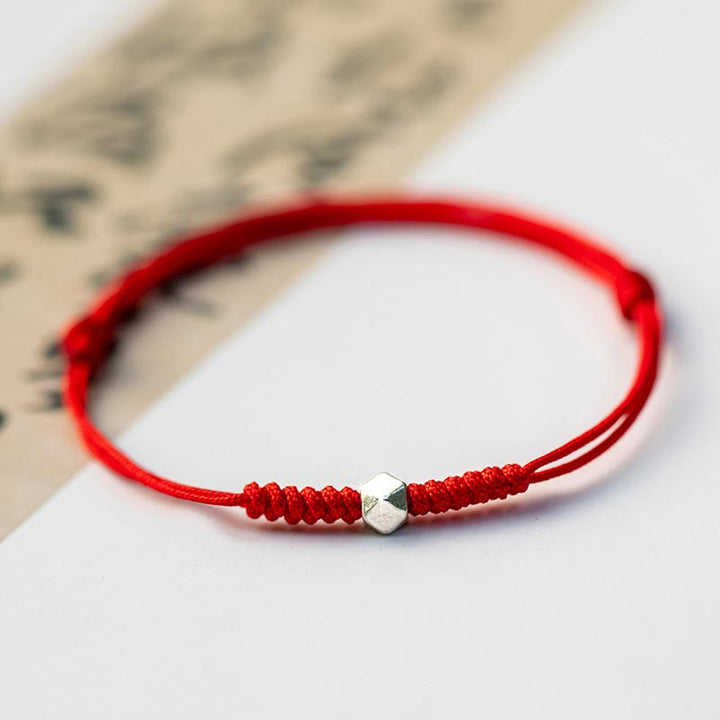 Pulsera trenzada de hilo rojo con protección de cuentas de la suerte de plata de ley 925 con Buddha Stones - Cuentas cuadradas - Rojo (circunferencia de la muñeca 14-18 cm) - image 11
