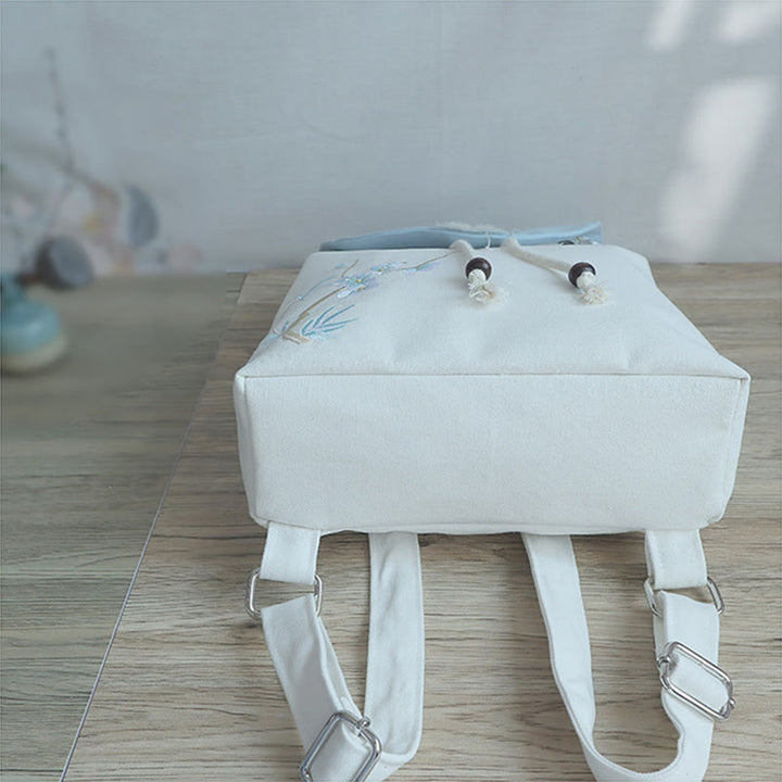 Mochila de lona de gran capacidad bordada hecha a mano con Buddha Stones