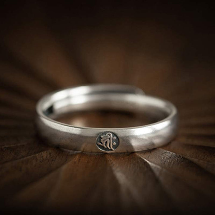 Anillo de plata de ley 925 con Buddha Stones , zodíaco chino, bendición de Buda natal