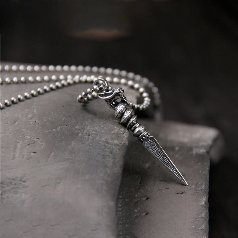 ❗❗❗Una venta flash: colgante de collar de protección Dorje Vajra con diseño del Año del Dragón de plata de ley 925 con Buddha Stones
