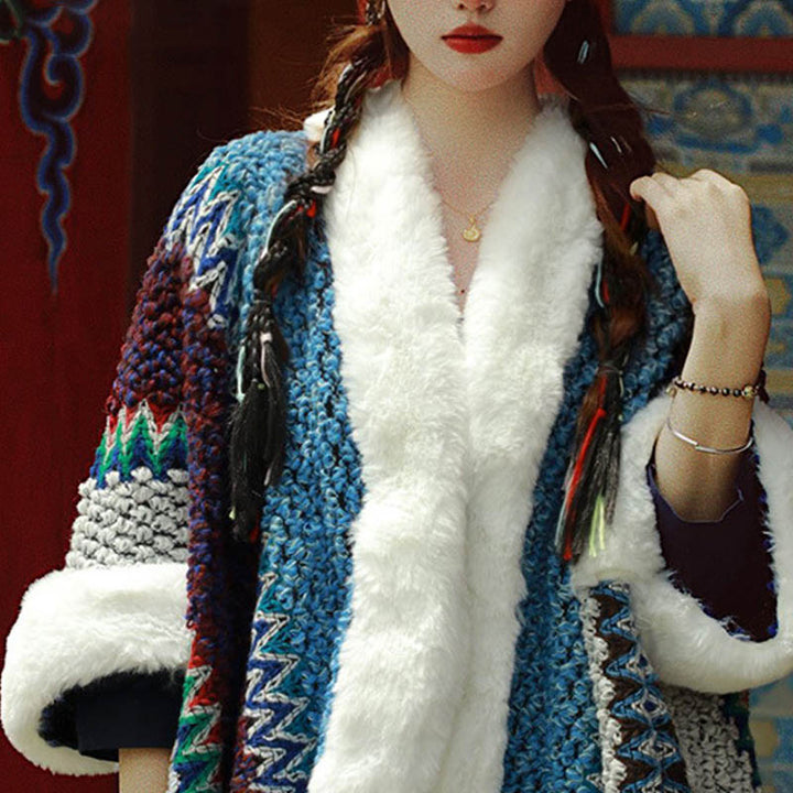 Mantón de rayas multicolor tibetano con Buddha Stones , bufanda de viaje acogedora para invierno