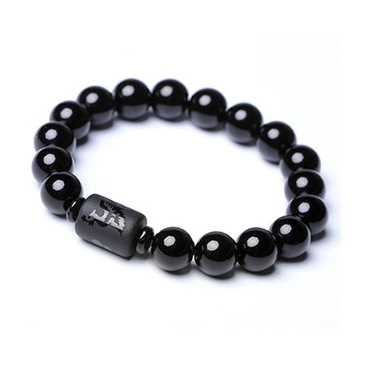 Pulsera de dragón fénix de obsidiana negra para limpieza del alma con Buddha Stones