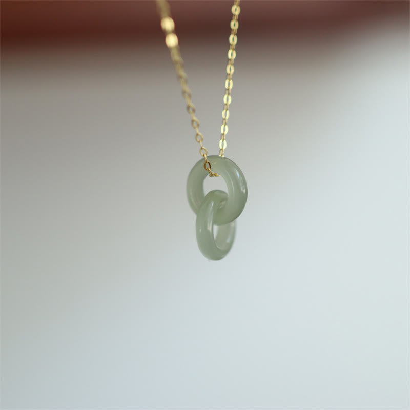 Collar con colgante de plata de ley 925 con doble hebilla de la paz natural, Buddha Stones, colgante de la suerte de Hetain Jade