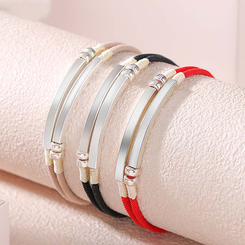 Pulsera trenzada en capas de hilo rojo de plata de ley 925 con Buddha Stones