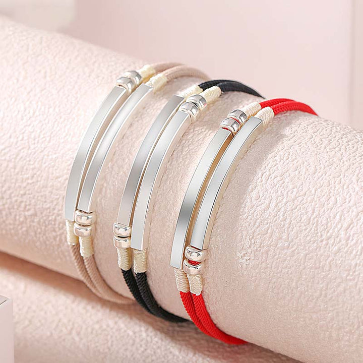 Pulsera trenzada en capas de hilo rojo de plata de ley 925 con Buddha Stones