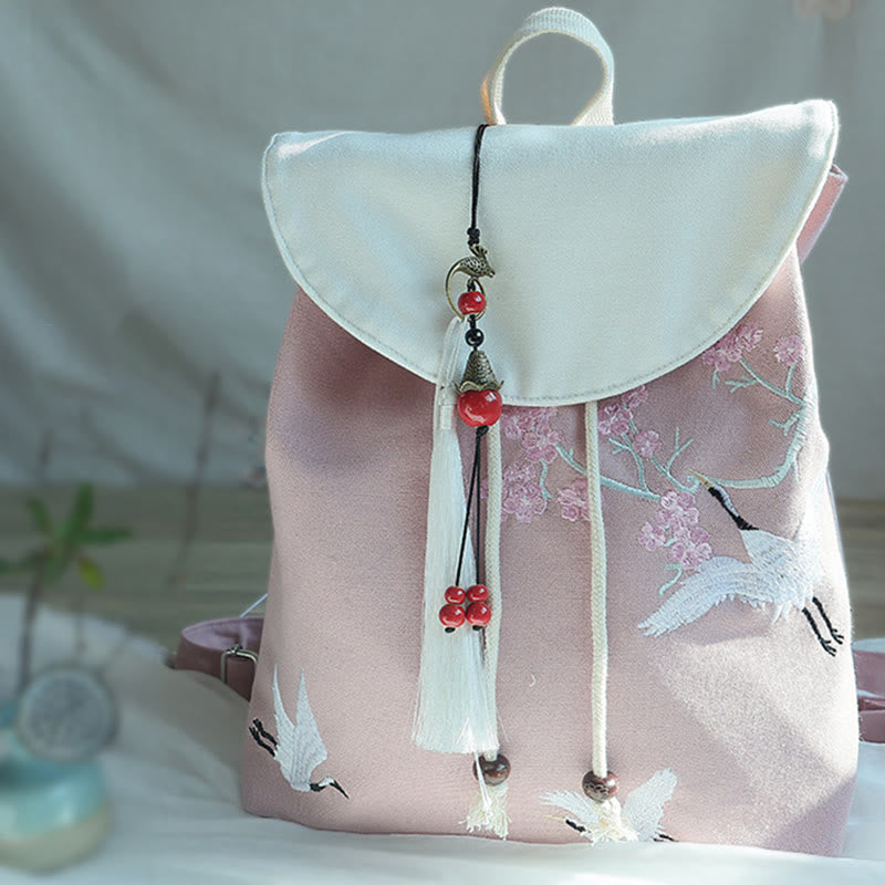 Mochila de lona de gran capacidad bordada hecha a mano con Buddha Stones