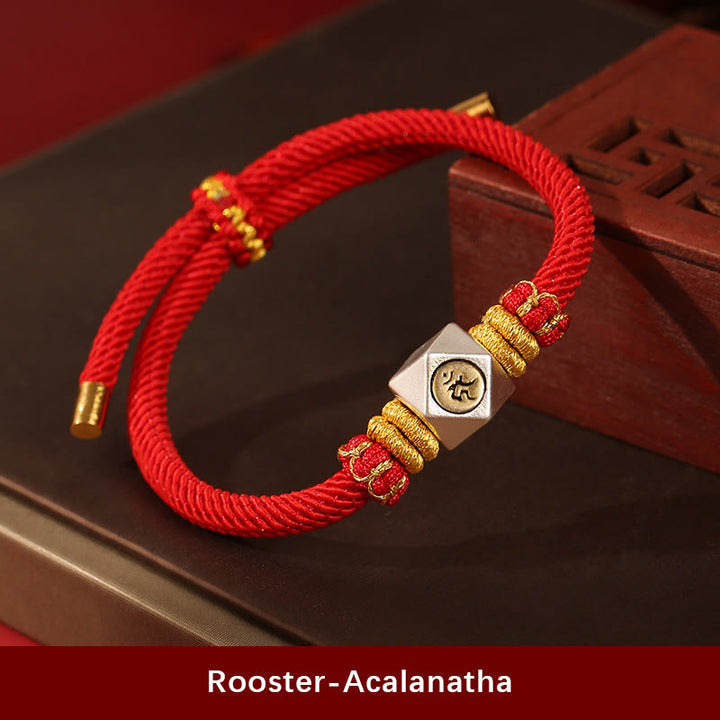 Pulsera para niños hecha a mano con Buddha Stones de plata de ley 999, zodíaco chino, Buda natal, cuerda roja, fuerza de la suerte