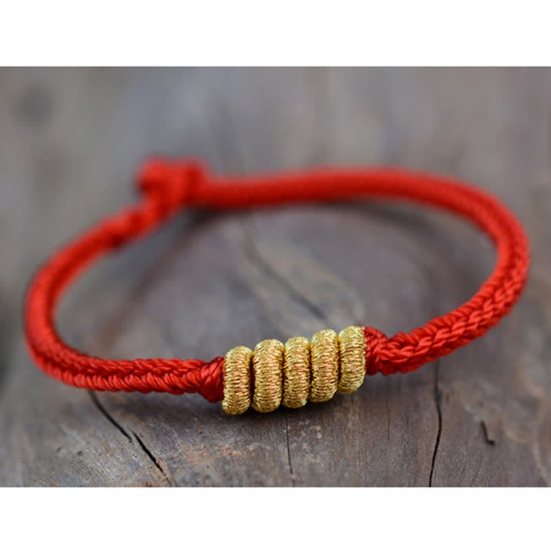 Pulsera de cuerda trenzada de fuerza de la suerte anudada china de diseño simple hecha a mano