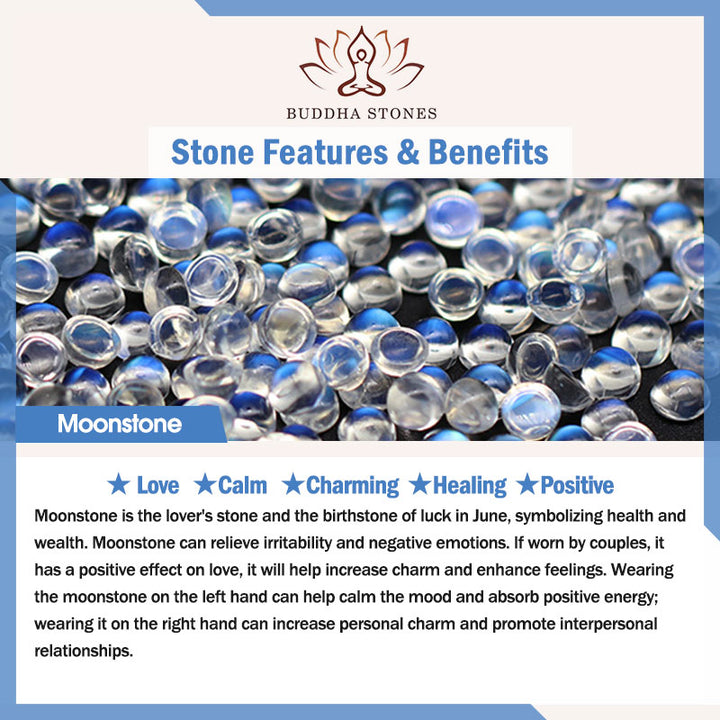Pulsera de bendición de amor con piedra lunar natural de Buddha Stones