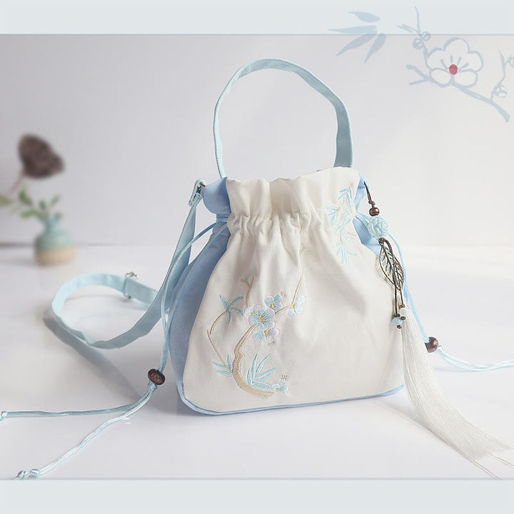 Bolso de hombro de lona con flores bordadas hechas a mano con Buddha Stones - image 29