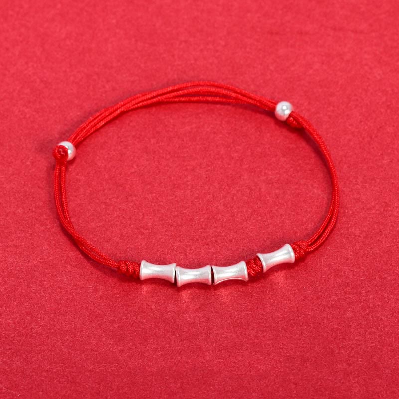 Pulsera trenzada de la suerte con diseño de bambú de plata de ley 925 con Buddha Stones