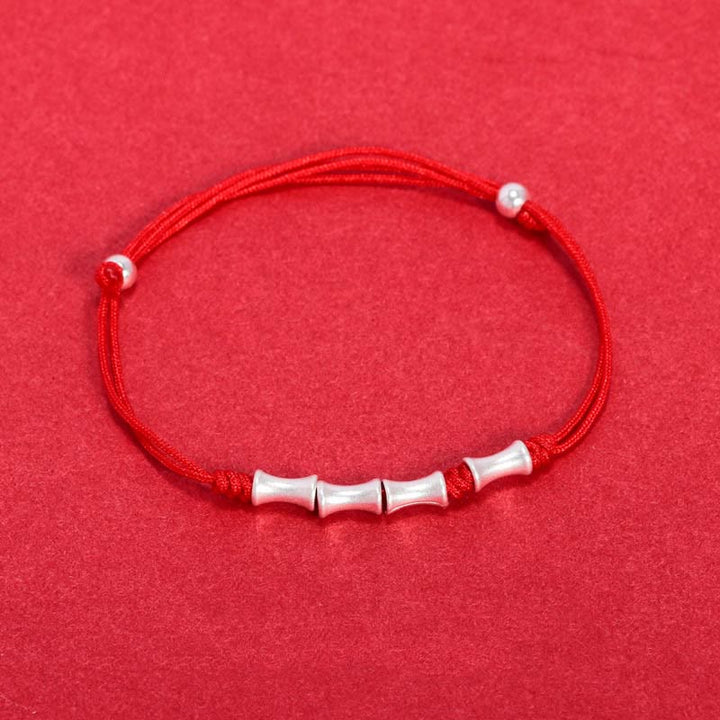 Pulsera trenzada de la suerte con diseño de bambú de plata de ley 925 con Buddha Stones