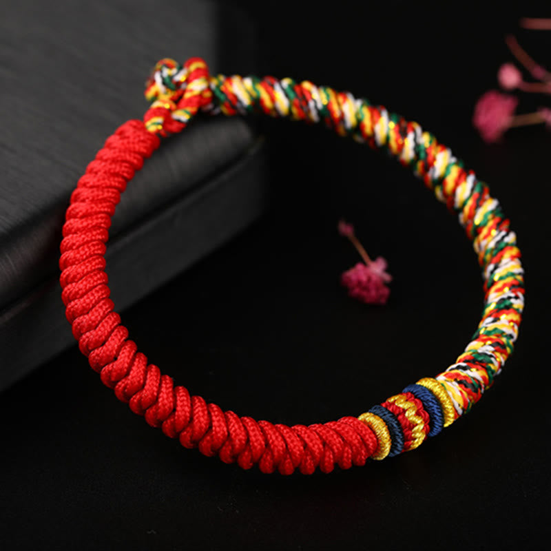 Pulsera de cuerda trenzada con nudo King Kong, hilo multicolor hecho a mano tibetano con Buddha Stones - image 2