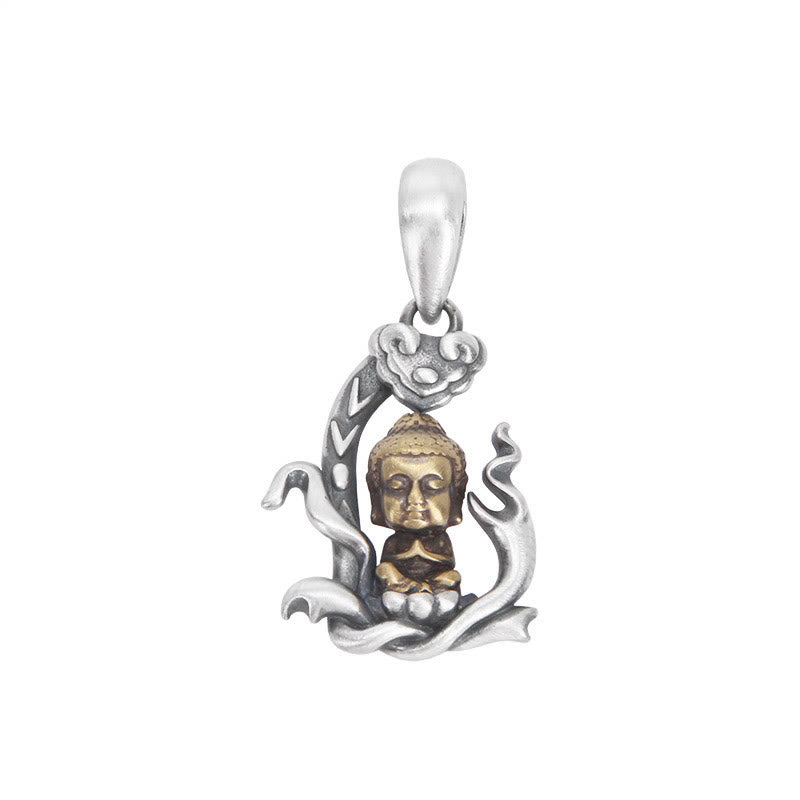 Collar con colgante de plata de ley 925 con diseño de Buda Zen y Ruyi con Buddha Stones - image 6