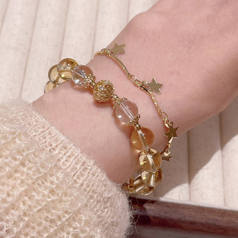 Pulsera de protección de prosperidad con dije de mariposa, piedra lunar, citrino, Buddha Stones